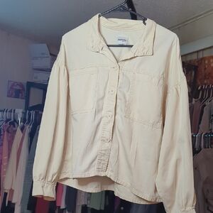 Kensie Cream Button-Up Top Very Light Weight Denim Top/Jacket